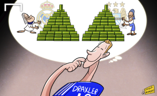 Cartoon: Pharoah-way for Draxler (medium) by omomani tagged julian,draxler,khaldoon,al,mubarak,manchester,city,perez,real,madrid,shalke