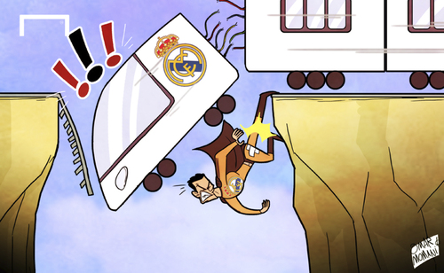 Cartoon: Real Madrid title bid derailed (medium) by omomani tagged cristiano,ronaldo,la,liga,real,madrid