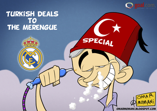 Cartoon: Special Turkish (medium) by omomani tagged mourinho,real,madrid,hookah,spain,portugal,turkey,soccer,football,smoke