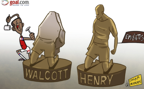 Cartoon: Walcott looks to carve out (medium) by omomani tagged arsenal,henry,theo,walcott
