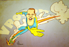 Cartoon: a superhero (small) by omomani tagged superhero,rollerblade,fast