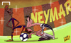 Cartoon: Bale at Neymar mercy after Clash (small) by omomani tagged barcelona,camp,nou,clasico,gareth,bale,neymar,real,madrid