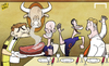 Cartoon: Tuck into Spanish feast (small) by omomani tagged arjen,robben,casillas,del,bosque,netherlands,spain,van,gaal,persie,world,cup,2014