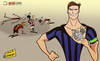 Cartoon: Zanetti beats AC Milan (small) by omomani tagged ac milan argentina brazil ibrahimovic inter italy kaka pato serie shevchenko sweden ukraine zanetti