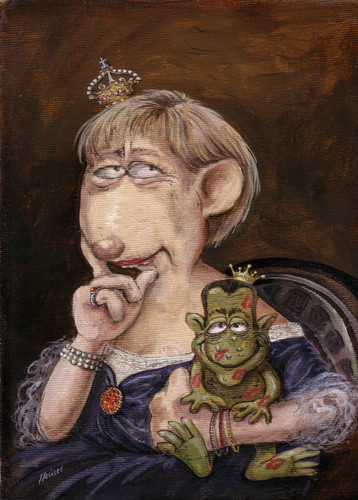 Cartoon: Der Froschkönig (medium) by Uschi Heusel tagged prinz,ratte,ludwig,frosch,könig,prinzessin,merkel