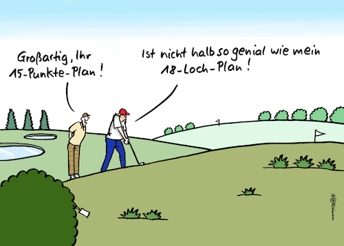 Cartoon: Golf-Plan (medium) by Pfohlmann tagged usa,iran,krieg,plan,trump,golf,nahost,usa,iran,krieg,plan,trump,golf,nahost