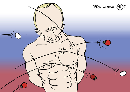 Cartoon: Abpraller (medium) by Pfohlmann tagged karikatur,color,farbe,2011,russland,putin,wahlen,parlamentswahlen,gewinner,wahlsieger,wahlbetrug,duma,proteste,demonstration,opposition,tomaten,eier,oberkörper,nackt,moskau,putin,wahlen,parlamentswahlen,gewinner,wahlsieger,wahlbetrug,russland,2011