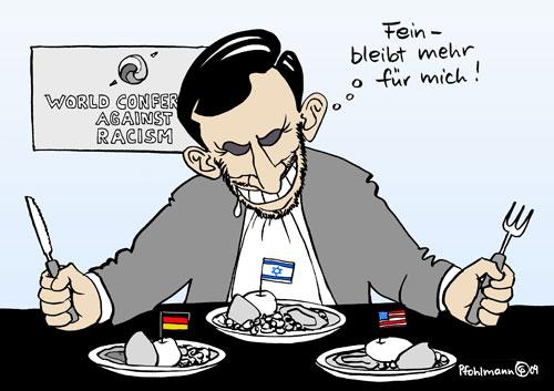 Cartoon: Anti-Rassismus-Konferenz (medium) by Pfohlmann tagged anti,rassismus,konferenz,iran,ahmadinedschad,genf,boykott