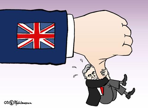 Cartoon: Brown Down (medium) by Pfohlmann tagged gordon,brown,großbritannien,gb,uk,united,kingdom,rücktritt,europawahl,wahlverlierer,verlust,desaster