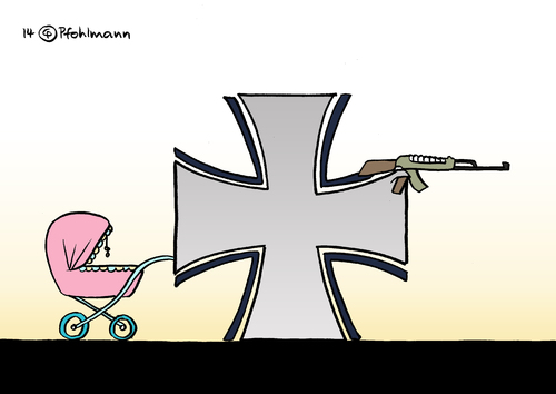 Cartoon: BW Familienfreundlich (medium) by Pfohlmann tagged karikatur,cartoon,color,farbe,2014,deutschland,bundeswehr,familien,familienfreundlich,familienfreundlichkeit,arbeitsplatz,teilzeit,von,der,leyen,logo,kinderwagen,gewehr,sturmgewehr,vereinbarkeit,beruf,soldaten,karikatur,cartoon,color,farbe,2014,deutschland,bundeswehr,familien,familienfreundlich,familienfreundlichkeit,arbeitsplatz,teilzeit,von,der,leyen,logo,kinderwagen,gewehr,sturmgewehr,vereinbarkeit,beruf,soldaten