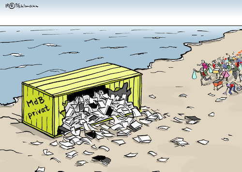 Cartoon: Datencontainer (medium) by Pfohlmann tagged karikatur,cartoon,color,farbe,2019,deutschland,hack,hacker,computer,leak,daten,prominente,politiker,container,containerschiff,leck,strand,strandgut,privatsphäre,plünderer,sammler,datenschutz,cyberattacke,twitter,it,sicherheit,chats,mdb,bundestag,abgeordnete,regierung,internet,veröffentlichung,hackerangriff,akten,dokumente,karikatur,cartoon,color,farbe,2019,deutschland,hack,hacker,computer,leak,daten,prominente,politiker,container,containerschiff,leck,strand,strandgut,privatsphäre,plünderer,sammler,datenschutz,cyberattacke,twitter,it,sicherheit,chats,mdb,bundestag,abgeordnete,regierung,internet,veröffentlichung,hackerangriff,akten,dokumente