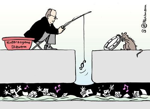 Cartoon: der dunkle Steuerkanal (medium) by Pfohlmann tagged steuerhinterziehung,steuer,steuern,finanzminister,steinbrück,spd,kanal,ratte
