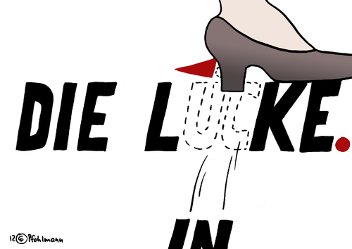 Cartoon: DIE LÜCKE (medium) by Pfohlmann tagged karikatur,color,farbe,2012,deutschland,linke,linkspartei,gesine,lötzsch,rücktritt,krankheit,ehemann,mann,privat,lücke,nachfolge,nachfolger,nachfolgerin,absatz,schuh,fuß,logo,2012,deutschland,linke,linkspartei,gesine lötzsch,rücktritt,krankheit,nachfolge,nachfolger,nachfolgerin,privat,gesine,lötzsch