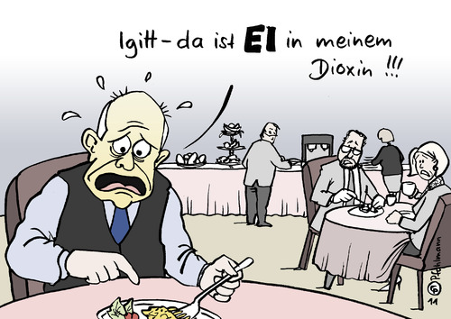 Cartoon: Dioxin (medium) by Pfohlmann tagged dioxin,ei,eier,skandal,lebensmittel,verunreinigung,grenzwert,verseuchung,vergiftung,gift,futtermittel,tierfutter,essen,nahrung,ernährung,restaurant,frühstück,dioxin,ei,skandal,lebensmittel,eier,verunreinigung,grenzwert,verseuchung,vergiftung,gift,futtermittel,essen,tierfutter,nahrung,ernährung,restaurant,frühstück