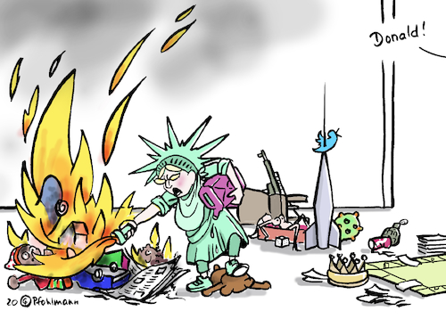 Cartoon: Donald! (medium) by Pfohlmann tagged 2020,usa,trump,präsident,krawalle,mord,polizei,polizeigewalt,protest,rassismus,narzissmus,eskalation,2020,usa,trump,präsident,krawalle,mord,polizei,polizeigewalt,protest,rassismus,narzissmus,eskalation