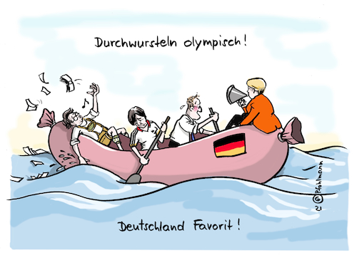 Cartoon: Durchwursteln21 (medium) by Pfohlmann tagged olympia,sport,olympisch,wurst,groko,bundesregierung,scheuer,spahn,jogi,löw,bundeskanzlerin,merkel,fußball,em,europameisterschaft,boot,deutschland,favorit,pandemie,corona,maut,wassersport,verkehrsminister,gesundheitsminister,nationalmannschaft,nationaltrainer,vierer,olympia,sport,olympisch,wurst,groko,bundesregierung,scheuer,spahn,jogi,löw,bundeskanzlerin,merkel,fußball,em,europameisterschaft,boot,deutschland,favorit,pandemie,corona,maut,wassersport,verkehrsminister,gesundheitsminister,nationalmannschaft,nationaltrainer,vierer