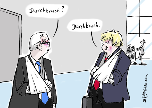 Cartoon: EU-Durchbruch (medium) by Pfohlmann tagged 2019,eu,großbritannien,brexit,verhandlungen,durchbruch,juncker,johnson,2019,eu,großbritannien,brexit,verhandlungen,durchbruch,juncker,johnson
