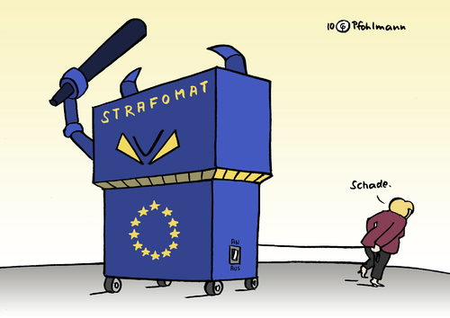 Cartoon: EU-Strafomat (medium) by Pfohlmann tagged eu,europa,defizit,haushalt,defizitsünder,strafe,sanktion,automat,automatisch,merkel,bundeskanzlerin,deutschland,cdu,eu,europa,defizit,haushalt,defizitsünder,strafe,sanktion,automat,automatisch,angela merkel,bundeskanzlerin,deutschland,cdu,angela,merkel