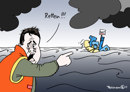 Cartoon: Gabriel rettet TTIP (medium) by Pfohlmann tagged karikatur,cartoon,2015,color,farbe,deutschland,global,usa,ttip,gabriel,handelsabkommen,freihandelsabkommen,retten,rettung,meer,schlauchboot,schiffbrüchig,widerstand,spd,wirtschaft,kapitalismus,karikatur,cartoon,2015,color,farbe,deutschland,global,usa,ttip,gabriel,handelsabkommen,freihandelsabkommen,retten,rettung,meer,schlauchboot,schiffbrüchig,widerstand,spd,wirtschaft,kapitalismus