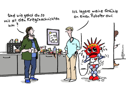 Cartoon: Gefühle auslagern (medium) by Pfohlmann tagged kriege,ukraine,russland,nahost,iran,usa,israel,psyche,resilienz,roboter,gefühle,angst,panik,emotionen,technologie,menschen,kriege,ukraine,russland,nahost,iran,usa,israel,psyche,resilienz,roboter,gefühle,angst,panik,emotionen,technologie,menschen