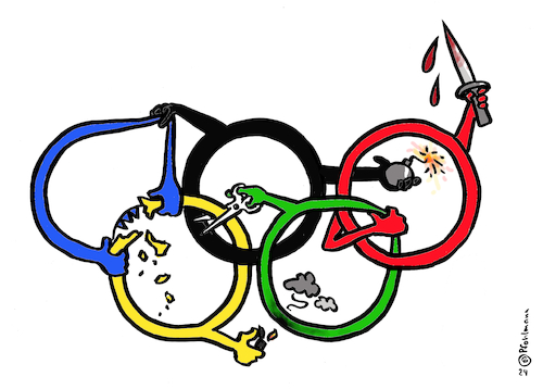 Cartoon: Gewalt olympisch (medium) by Pfohlmann tagged olympia,paris,sport,ringe,olympiade,gewalt,krieg,terror,mensch,menschheit,aggression,olympia,paris,sport,ringe,olympiade,gewalt,krieg,terror,mensch,menschheit,aggression