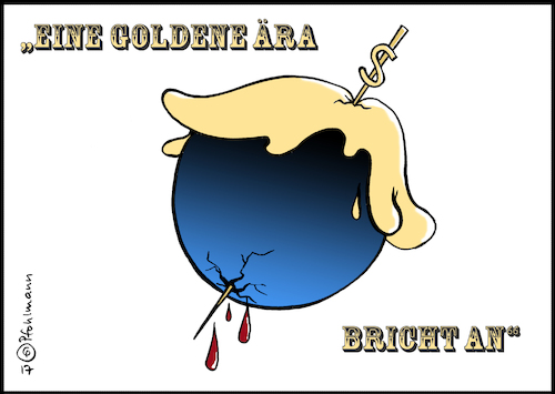 Cartoon: Goldene Ära (medium) by Pfohlmann tagged karikatur,cartoon,color,farbe,2017,usa,global,welt,globus,trump,präsident,energie,energiepolitik,alaska,ressourcen,antarktis,ausbeutung,öl,ölvorkommen,ölfelder,ölbohrungen,gas,versprechen,goldene,ära,geld,wirtschaft,america,first,klimawandel,umwelt,zerstörung,karikatur,cartoon,color,farbe,2017,usa,global,welt,globus,trump,präsident,energie,energiepolitik,alaska,ressourcen,antarktis,ausbeutung,öl,ölvorkommen,ölfelder,ölbohrungen,gas,versprechen,goldene,ära,geld,wirtschaft,america,first,klimawandel,umwelt,zerstörung