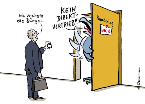 Cartoon: Kein Direktvertrieb (medium) by Pfohlmann tagged bundestag,reform,demokratie,parlament,abgeordnete,verkleinerung,mandate,direktmandat,volksvertreter,verkäufer,vertrieb,bundesadler,reichstag,direktkandidat,bundestagsreform,wahlen,bundestagswahl,wahlstimmen,bundestag,reform,demokratie,parlament,abgeordnete,verkleinerung,mandate,direktmandat,volksvertreter,verkäufer,vertrieb,bundesadler,reichstag,direktkandidat,bundestagsreform,wahlen,bundestagswahl,wahlstimmen