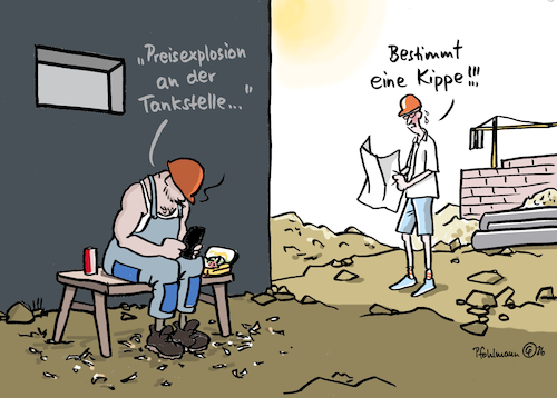 Cartoon: Kippen-Explosion (medium) by Pfohlmann tagged tankstelle,spritpreise,benzin,tanken,preisexplosion,zigaretten,raucher,kippe,baustelle,architekt,bauarbeiter,nachrichten,nichtraucher,brandschutz,feuer,fahrlässigkeit,autofahrer,zapfsäule,tankstelle,spritpreise,benzin,tanken,preisexplosion,zigaretten,raucher,kippe,baustelle,architekt,bauarbeiter,nachrichten,nichtraucher,brandschutz,feuer,fahrlässigkeit,autofahrer,zapfsäule