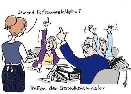 Cartoon: Kopfschmerzkonferenz (medium) by Pfohlmann tagged gesundheitsminister,gesundheitsreform,kopfschmerzen,tabletten,medikamente,reformen,kliniken,ärzte,krankenkassen,pflege,gesundheitswesen,konferenz,gesundheitsminister,gesundheitsreform,kopfschmerzen,tabletten,medikamente,reformen,kliniken,ärzte,krankenkassen,pflege,gesundheitswesen,konferenz