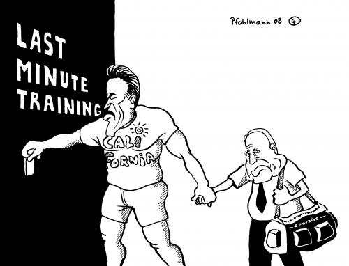 Cartoon: Last-Minute-Training (medium) by Pfohlmann tagged mc,cain,schwarzenegger,arnold,bodybuilding,training,fitness,us,wahlkampf,präsident,kandidat,republikaner,last,minute,mccain,arnold schwarzenegger,bodybuilding,fitness,us,usa,amerika,wahlkampf,präsident,kandidat,präsidentschaft,weiße haus,präsidentschaftswahlen,wahlen,wahl,republikaner,last minute,trainer,countdown,verlierer,nachhilfe,californien,arnold,schwarzenegger,weiße,haus,last,minute