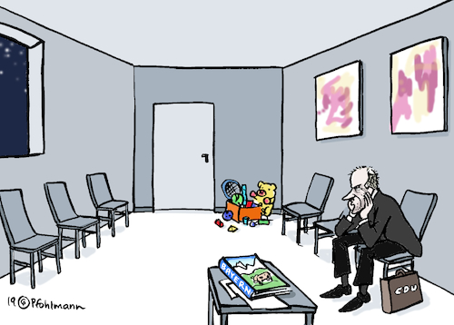 Cartoon: Merz wartet (medium) by Pfohlmann tagged 2019,deutschland,merz,cdu,parteitag,vorsitz,partei,wartezimmer,2019,deutschland,merz,cdu,parteitag,vorsitz,partei,wartezimmer