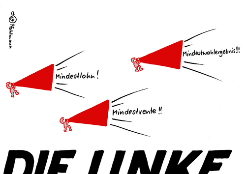 Cartoon: Mindestlinke (medium) by Pfohlmann tagged karikatur,cartoon,color,farbe,2013,deutschland,linke,linkspartei,parteitag,wahlprogramm,mindestlohn,mindestrente,mindestwahlergebnis,wahlergebnis,bundestagswahl,logo,forderungen,megaphon,karikatur,cartoon,color,farbe,2013,deutschland,linke,linkspartei,parteitag,wahlprogramm,mindestlohn,mindestrente,mindestwahlergebnis,wahlergebnis,bundestagswahl,logo,forderungen,megaphon