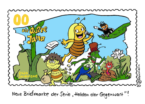 Cartoon: Neue Marke HELDEN (medium) by Pfohlmann tagged 2020,querdenken,corona,pandemie,coronavirus,helden,briefmarke,post,biene,maja,kindheit,sophie,scholl,nationalsozialismus,widerstand,ballweg,rechtsanwalt,ludwig,rechts,rechtsoffen,rechtsextrem,rechtsextremismus,maske,maskengegner,jana,kassel,nazi,nazis,demonstration,demo,rede,weiße,rose,drittes,reich,2020,querdenken,corona,pandemie,coronavirus,helden,briefmarke,post,biene,maja,kindheit,sophie,scholl,nationalsozialismus,widerstand,ballweg,rechtsanwalt,ludwig,rechts,rechtsoffen,rechtsextrem,rechtsextremismus,maske,maskengegner,jana,kassel,nazi,nazis,demonstration,demo,rede,weiße,rose,drittes,reich