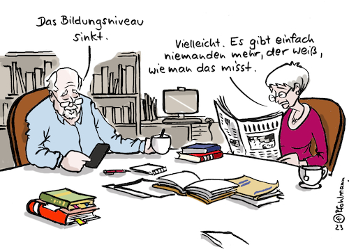 Cartoon: Niveau sinkt (medium) by Pfohlmann tagged bildung,schule,niveau,bildungsniveau,statistik,wissenschaft,bildung,schule,niveau,bildungsniveau,statistik,wissenschaft