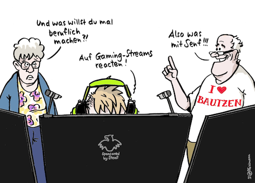 Cartoon: Reaction-Senf (medium) by Pfohlmann tagged gamescom,messe,spielindustrie,computerspiele,videospiele,gaming,gamer,familie,großeltern,oma,opa,beruf,ausbildung,kinder,enkel,streaming,reaction,senf,bautzen,kommentieren,reagieren,jugend,internet,online,livestream,tradition,gamescom,messe,spielindustrie,computerspiele,videospiele,gaming,gamer,familie,großeltern,oma,opa,beruf,ausbildung,kinder,enkel,streaming,reaction,senf,bautzen,kommentieren,reagieren,jugend,internet,online,livestream,tradition