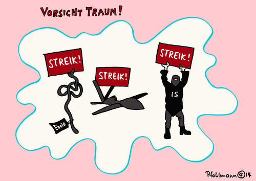 Cartoon: Streiktraum (medium) by Pfohlmann tagged karikatur,cartoon,color,farbe,2014,deutschland,global,streik,traum,lokführer,gdl,bahn,bahnstreik,pilotenstreik,ebola,virus,drohne,is,isis,terror,terrorist,krieg,seuche,epidemie,kampf,kampfeinsätze,krisen,karikatur,cartoon,color,farbe,2014,deutschland,global,streik,traum,lokführer,gdl,bahn,bahnstreik,pilotenstreik,ebola,virus,drohne,is,isis,terror,terrorist,krieg,seuche,epidemie,kampf,kampfeinsätze,krisen