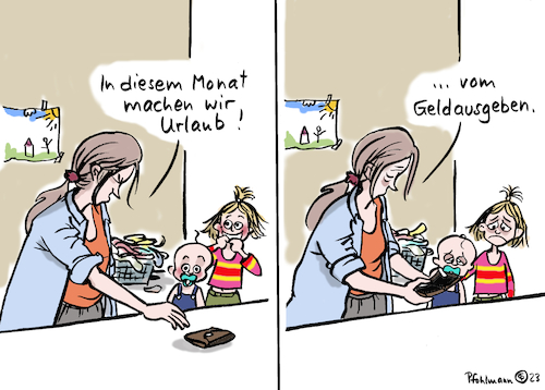 Cartoon: Urlaub vom Geldausgeben (medium) by Pfohlmann tagged urlaub,ferien,armut,familie,kinder,mutter,alleinerziehend,prekär,geld,finanzen,kinderarmut,urlaub,ferien,armut,familie,kinder,mutter,alleinerziehend,prekär,geld,finanzen,kinderarmut