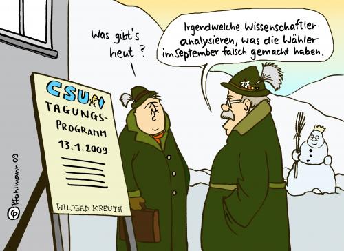 Cartoon: Wahlanalyse (medium) by Pfohlmann tagged csu,bayern,landtagswahl,wahlanalyse,wildbad,kreuth,landtagsfraktion,csu,bayern,landtagswahl,wahl,wahlen,wildbad,landtagsfraktion,analyse,kreuth