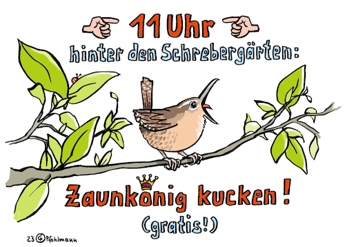 Cartoon: Zaunkönig kucken (medium) by Pfohlmann tagged großbritannien,könig,charles,krönung,krönungsmesse,krönungszeremonie,zeremonie,tv,fernsehen,übertragung,live,liveübertragung,zuschauer,weltweit,event,monarchie,zaunkönig,vogel,vögel,natur,schrebergarten,boykott,public,viewing,publicviewing,sehen,wahrnehmung,frühling,großbritannien,könig,charles,krönung,krönungsmesse,krönungszeremonie,zeremonie,tv,fernsehen,übertragung,live,liveübertragung,zuschauer,weltweit,event,monarchie,zaunkönig,vogel,vögel,natur,schrebergarten,boykott,public,viewing,publicviewing,sehen,wahrnehmung,frühling