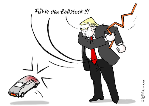 Cartoon: Zollstock (medium) by Pfohlmann tagged karikatur,cartoon,color,farbe,2018,usa,handelskrieg,strafzölle,zoll,zölle,zollstock,import,export,überschuss,benachteiligung,trump,präsident,autoindustrie,autos,deutschland,strafe,bestrafen,karikatur,cartoon,color,farbe,2018,usa,handelskrieg,strafzölle,zoll,zölle,zollstock,import,export,überschuss,benachteiligung,trump,präsident,autoindustrie,autos,deutschland,strafe,bestrafen