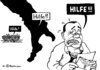 Cartoon: Hilfe! (small) by Pfohlmann tagged italien,tunesien,flüchtlinge,flucht,boot,berlusconi,prozess,vorladung,hilfe,auffanglager