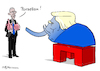 Cartoon: US-Porzellan (small) by Pfohlmann tagged karikatur,cartoon,2017,color,farbe,usa,global,trump,obama,porzellan,care,krankenversicherung,klima,klimapolitik,elefant,republikaner,präsident,übergabe,verabschiedung,abschied