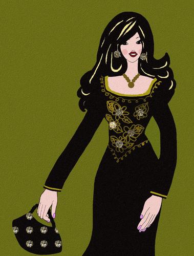 Cartoon: Velvet Dress (medium) by NITA tagged velvet,dress,illustration