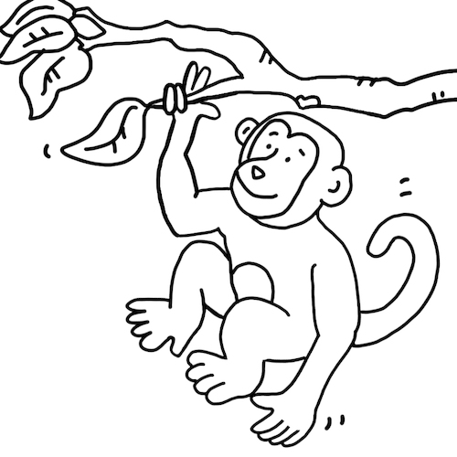 Cartoon: ausmalbild Affe (medium) by sabine voigt tagged ausmalbild,affe,ausmalen,tier,dschungel,schule,kindergarten