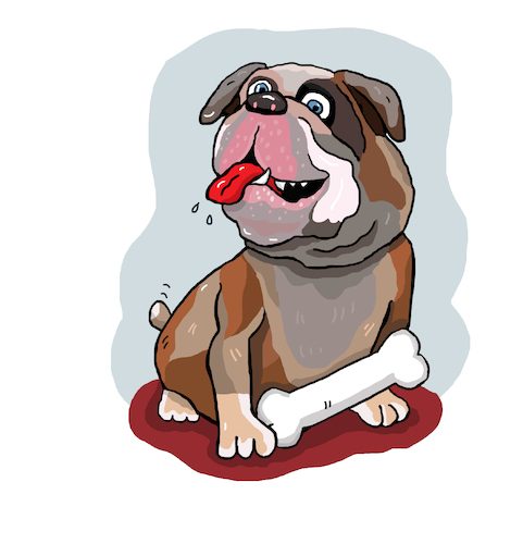 Cartoon: hund Bulldogge (medium) by sabine voigt tagged hund,bulldogge,dogge,haustier,wachhund,knochen,hundefutter,tierarzt,biss,beißen