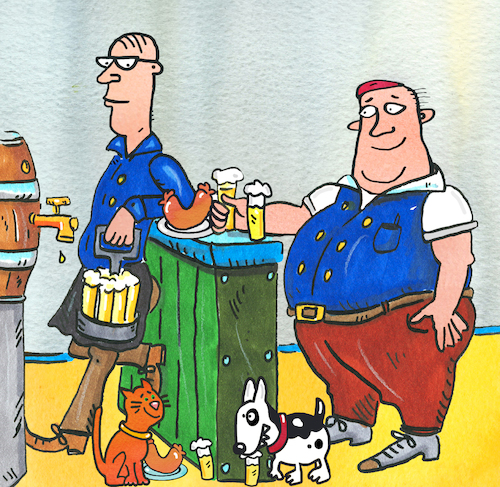 Cartoon: Kneipe Kellner (medium) by sabine voigt tagged kölsch,köbes,kellner,kneipe,bier,trinken,alkohol,köln,karneval,dreigestirn,rhein