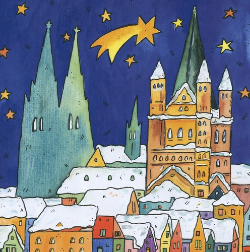 Cartoon: Köln winter weihnachten (medium) by sabine voigt tagged köln,winter,weihnachten,schnee,weihnachtsmarkt,dom,rhein