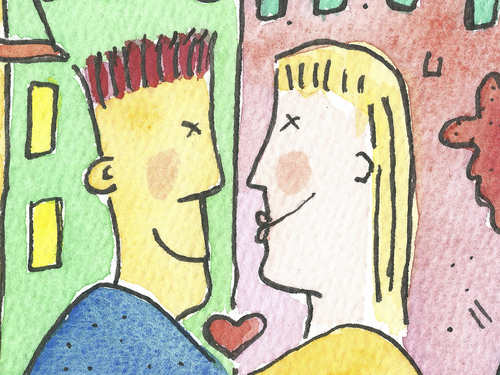 Cartoon: liebe paar (medium) by sabine voigt tagged liebe,paar,kuss,küssen,verliebt,heiraten