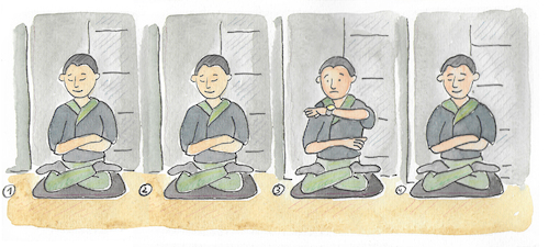 Cartoon: Meditation (medium) by sabine voigt tagged meditation,zen,zazen,satory,kensho,lotussitz,mudra,yoga,wellness,versenkung,geist,spiritualität,ungeduld,geduld,achtsamkeit,buddhismus,koan,kontemplation,retreat,samu,shikantaza,meditation,zen,zazen,satory,kensho,lotussitz,mudra,yoga,wellness,versenkung,geist,spiritualität,ungeduld,geduld,achtsamkeit,buddhismus,koan,kontemplation,retreat,samu,shikantaza