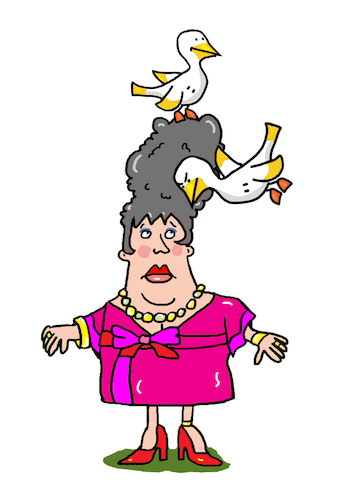 Cartoon: Möge Angriff (medium) by sabine voigt tagged möven,angriff,vögel,natur,frisur,attacke,brüten,nest,küste,gefahr